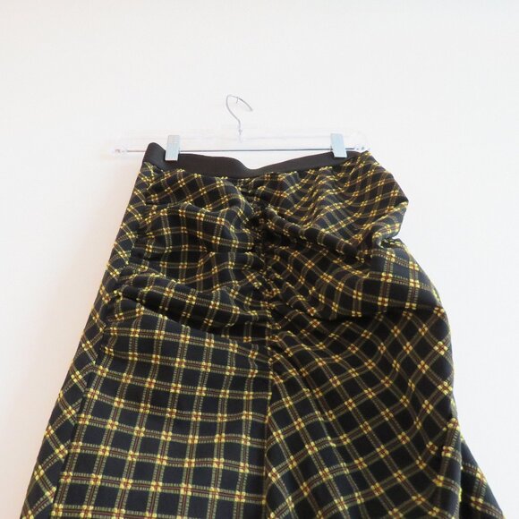 RACHEL COMEY Black Yellow Gingham Seersucker Ruched Midi Skirt - Size US 0 - Picture 9 of 15